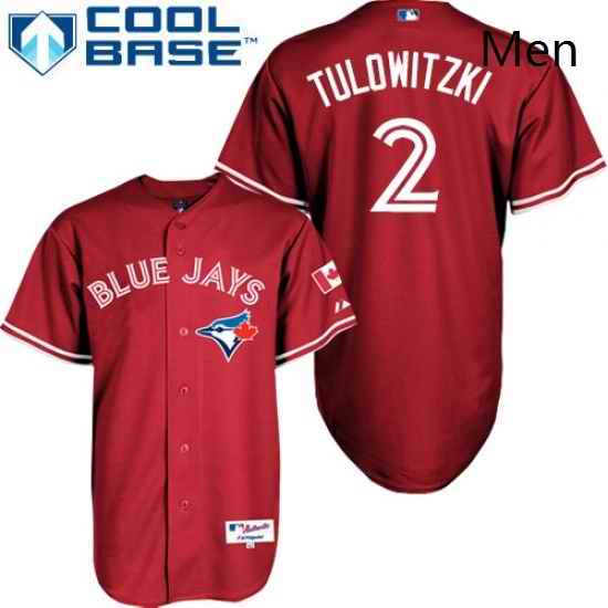 Mens Majestic Toronto Blue Jays 2 Troy Tulowitzki Authentic Red Canada Day MLB Jersey